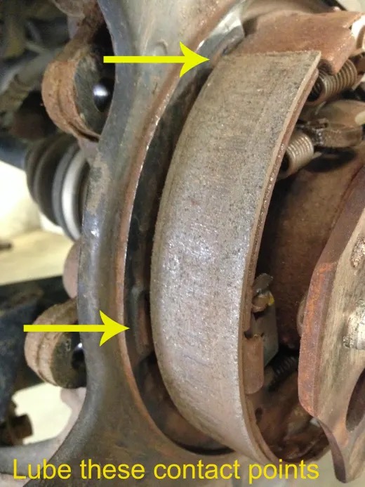 Drum brake contact points