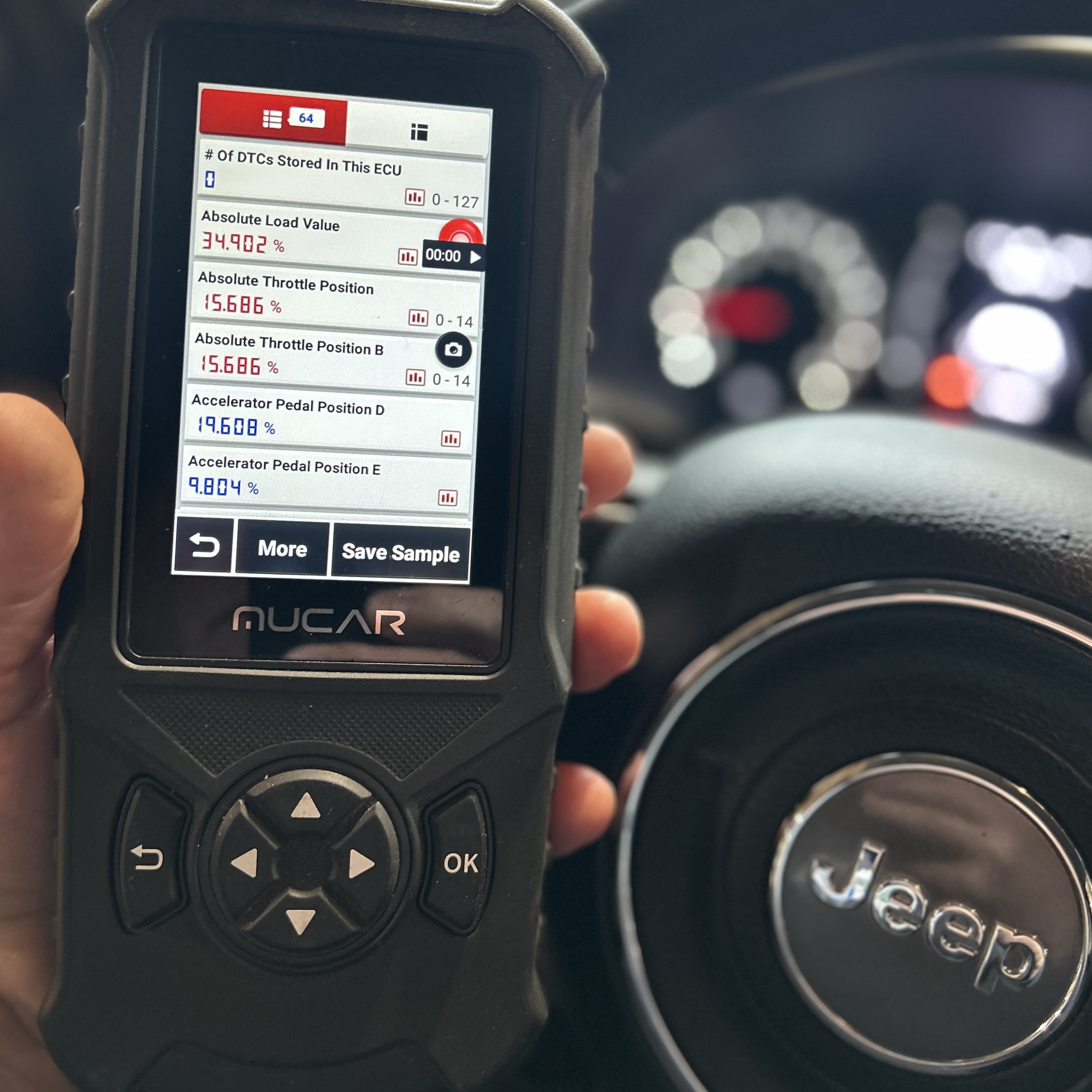 MUCAR Scanner Data screen