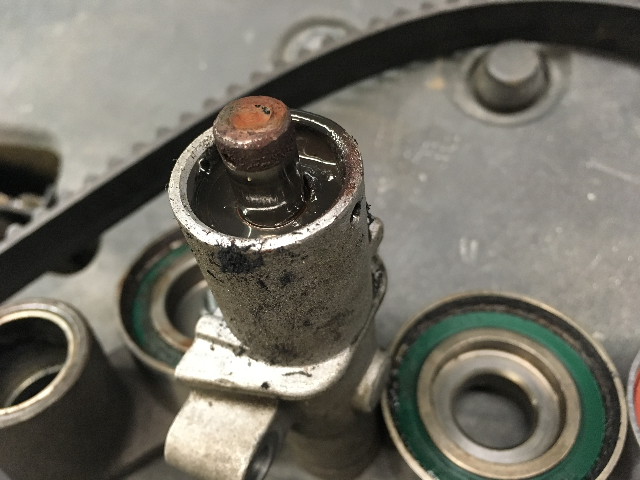 Leaking timing belt tensioner