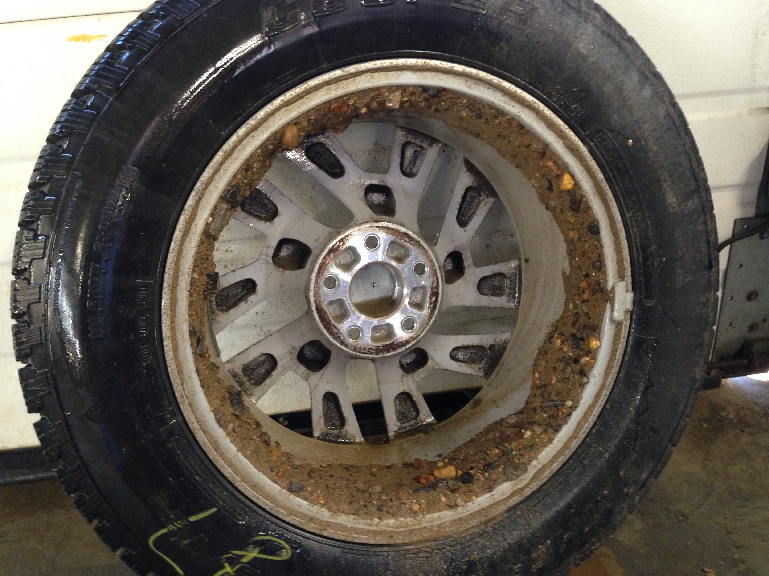 Tire filled with dirt
