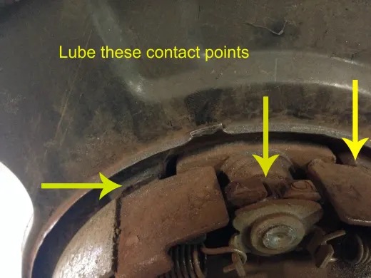 Drum brakes contact points